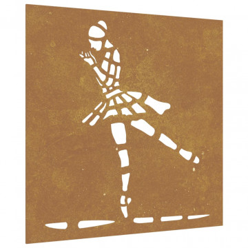 Decor perete de grădină 55x55 cm design balerină oțel Corten - Img 2