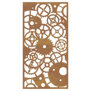 Decor perete grădină 105x55 cm design roți zimțare oțel Corten - Img 4