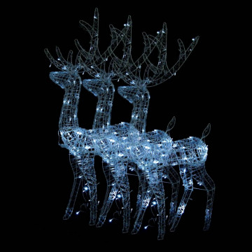 Decorațiuni reni de Crăciun, 3 buc., alb rece, 120 cm, acril - Img 2