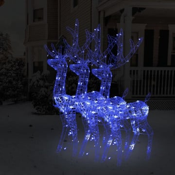 Decorațiuni reni de Crăciun, 3 buc., albastru, 120 cm, acril - Img 1