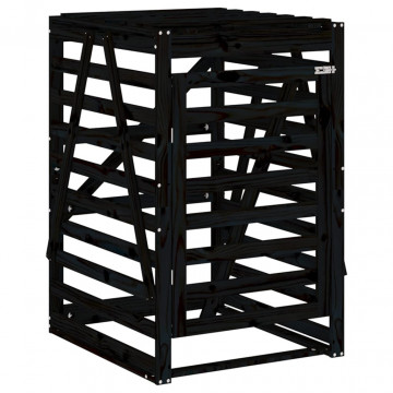 Depozitare coș de gunoi negru 84x90x128,5 cm lemn masiv de pin - Img 2