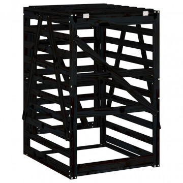 Depozitare coș de gunoi negru 84x90x128,5 cm lemn masiv de pin - Img 7