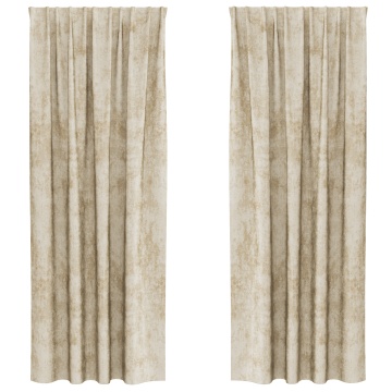 Draperii 2 buc cu buzunare pentru baghetă crem 245x140 cm - Img 2