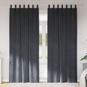 Draperii blackout cu bucle de agățare, 2 buc, catifea gri deschis - Img 1