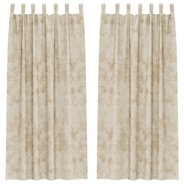 Draperii de catifea 2 buc cu orificii crem 260x140 cm - Img 2