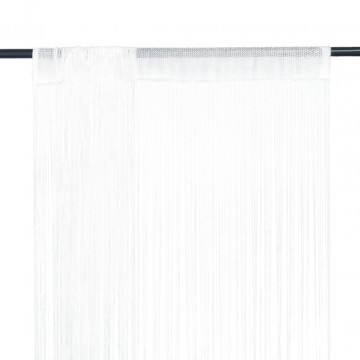 Draperii franjuri, 2 buc., 100 x 250 cm, alb - Img 1