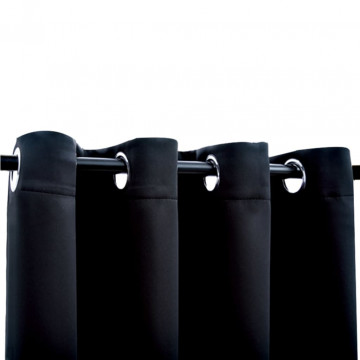 Draperii opace cu inele metalice, 2 buc., negru, 140 x 175 cm - Img 4