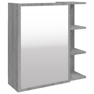Dulap baie cu oglindă gri sonoma 62,5x20,5x64 cm lemn compozit - Img 2
