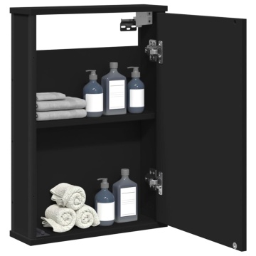 Dulap baie cu oglindă negru 42x12x60 cm lemn compozit - Img 1