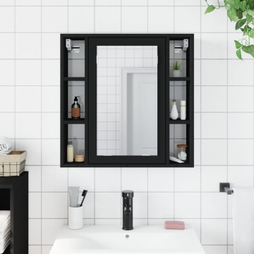 Dulap baie cu oglindă negru 60x16x60 cm lemn compozit - Img 3
