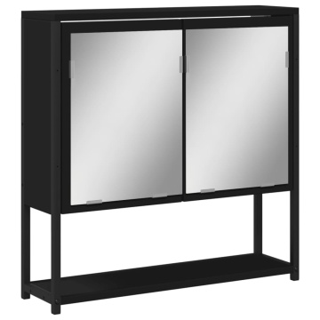 Dulap baie cu oglindă negru 60x16x60 cm lemn compozit - Img 2