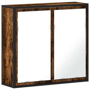 Dulap baie cu oglindă stejar fumuriu 65x20x60 cm lemn compozit - Img 2