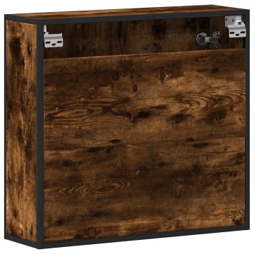 Dulap baie cu oglindă stejar fumuriu 65x20x60 cm lemn compozit - Img 6