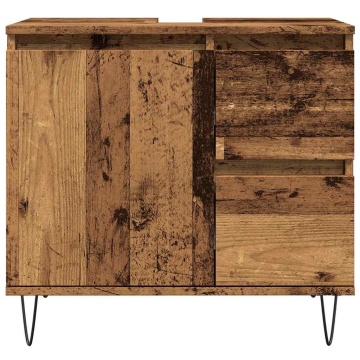 Dulap chiuvetă baie, lemn vechi, 65x33x60 cm, lemn prelucrat - Img 4