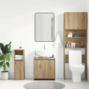 Dulap chiuvetă baie, stejar artizanal 65x33x60cm lemn prelucrat - Img 4