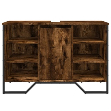 Dulap chiuvetă baie, stejar fumuriu, 91x35x60 cm lemn prelucrat - Img 4