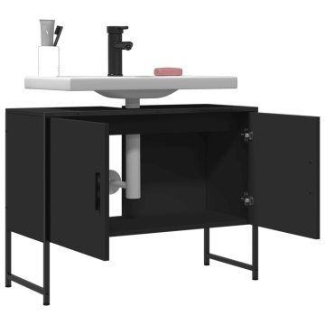 Dulap chiuveta de baie, negru, 80x33x60 cm, lemn compozit - Img 4