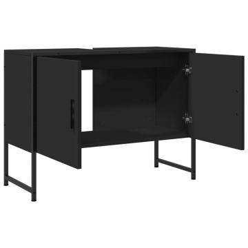 Dulap chiuveta de baie, negru, 80x33x60 cm, lemn compozit - Img 5