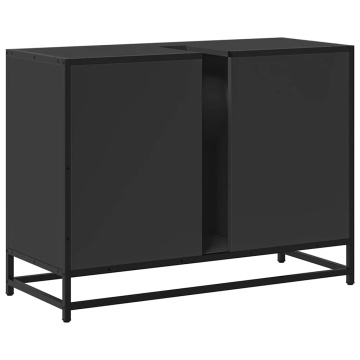 Dulap chiuveta de baie, negru, 80x33x60 cm, lemn compozit - Img 7