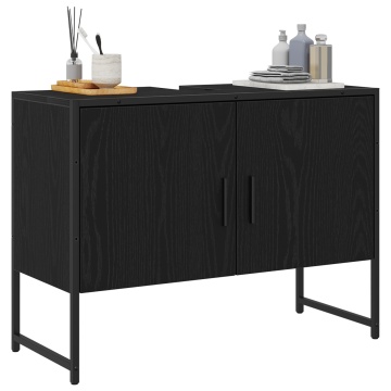 Dulap chiuvetă de baie, stejar negru 80x33x60 cm lemn prelucrat - Img 3