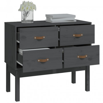 Dulap consolă, gri, 90x40x78 cm, lemn masiv de pin - Img 6