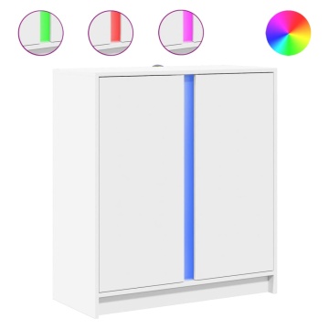 Dulap cu LED, alb, 77x34x85 cm, lemn prelucrat - Img 2