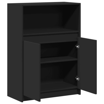 Dulap cu LED, negru, 72x34x100 cm, lemn prelucrat - Img 6