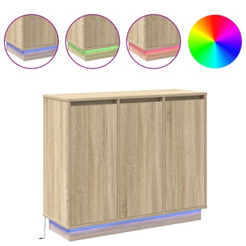 Dulap cu LED, stejar sonoma, 90x32x75 cm, lemn prelucrat - Img 4