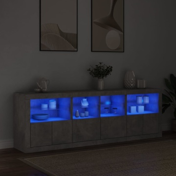 Dulap cu lumini LED, gri beton, 202x37x67 cm - Img 3