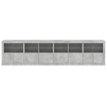 Dulap cu lumini LED, gri beton, 283x37x67 cm - Img 6