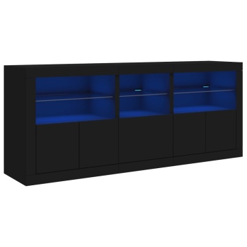 Dulap cu lumini LED, negru, 162x37x67 cm - Img 2