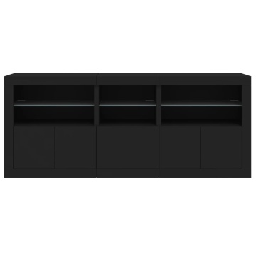 Dulap cu lumini LED, negru, 162x37x67 cm - Img 5