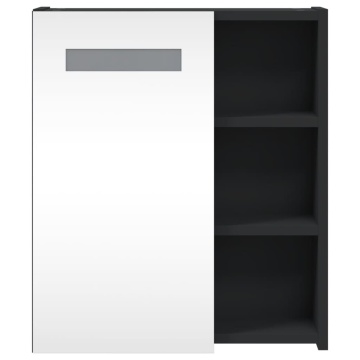 Dulap cu oglindă de baie cu LED, negru, 45x13x52 cm - Img 5