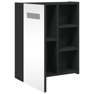 Dulap cu oglindă de baie cu LED, negru, 45x13x52 cm - Img 8