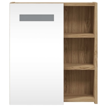 Dulap cu oglindă de baie cu LED, stejar, 45x13x52 cm - Img 5