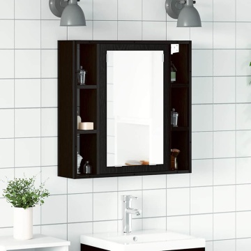 Dulap cu oglindă de baie stejar negru 60x16x60cm lemn prelucrat - Img 1