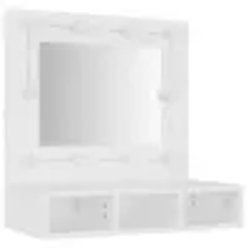 Dulap cu oglindă și LED, alb, 60x31,5x62 cm - Img 4