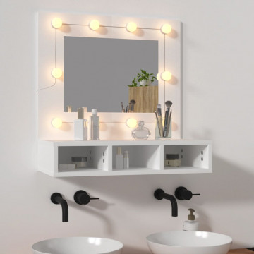 Dulap cu oglindă și LED, alb, 60x31,5x62 cm - Img 1
