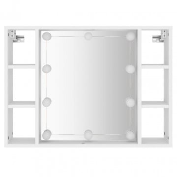 Dulap cu oglindă și LED, alb, 76x15x55 cm - Img 6