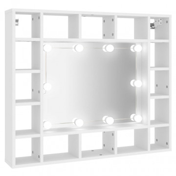 Dulap cu oglindă și LED, alb, 91x15x76,5 cm - Img 2