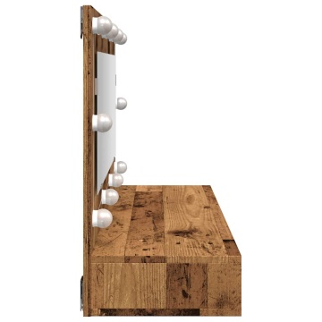 Dulap cu oglindă și LED, lemn vechi, 90x31,5x62 cm - Img 5