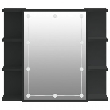Dulap cu oglindă și LED, negru, 70x16,5x60 cm - Img 7