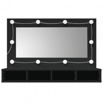 Dulap cu oglindă și LED, negru, 90x31,5x62 cm - Img 5