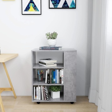 Dulap cu roți, gri beton, 60x35x75 cm, lemn prelucrat - Img 3