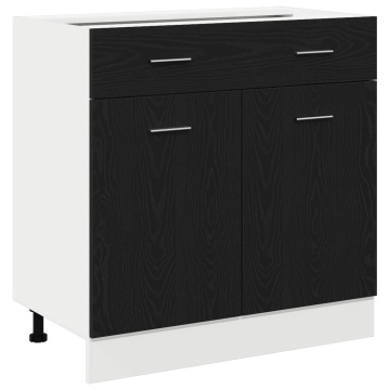 Dulap cu sertar în stejar negru, 80x46x81.5 cm, Fabricat din lemn prelucrat - Img 2