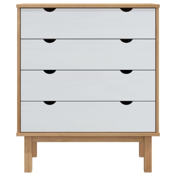 Dulap cu sertar OTTA, maro/alb, 76,5x39,5x90 cm, lemn masiv pin - Img 3