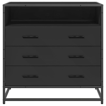 Dulap cu sertare, negru, 70x41x70 cm, lemn compozit - Img 4
