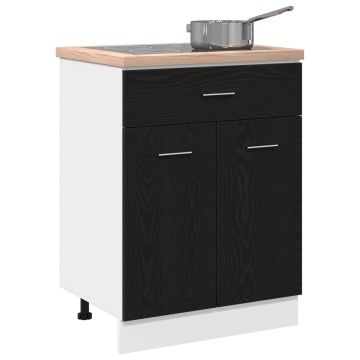 Dulap cu Sertare Negru din Stejar - 60x46x81.5 cm Fabricat din Lemn Prelucrat - Img 3