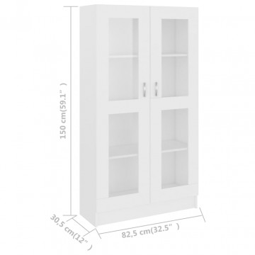 Dulap cu vitrină, alb, 82,5 x 30,5 x 150 cm, PAL - Img 7