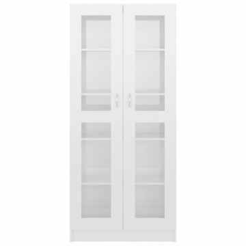 Dulap cu vitrină, alb extralucios, 82,5 x 30,5 x 185,5 cm, PAL - Img 8